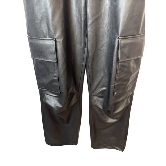 2/$30 ZARA Small High-Waisted Faux Leather Halter Bib Overalls Cargo Style - Picture 8 of 16